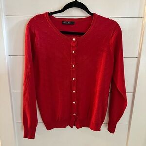 ZOE & ZAC L red flower button woman poly Cottagecore career classic cardigan